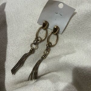 NWT Free People Gold Hoop Chain Drop Earrings